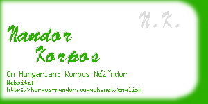 nandor korpos business card